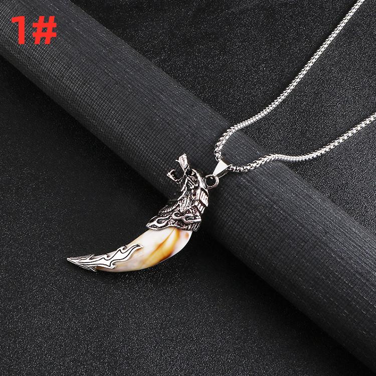 Men's Wolf Tooth Pendant Necklace - Hip Hop Student Style, Retro Long Sweater Chain Accessory