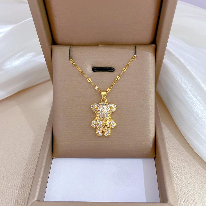 Women's Exquisite Clavicle Necklace with Titanium Steel, Copper, and Gold-Plated Micro-Inlays