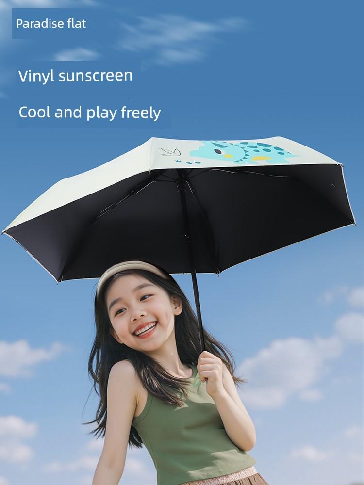 Paradise Umbrella Cartoon Black Vinyl Sunscreen Uv Protection Cute and Fun Parasol Lightweight Portable Dual-Use Umbrella for Students and Girls