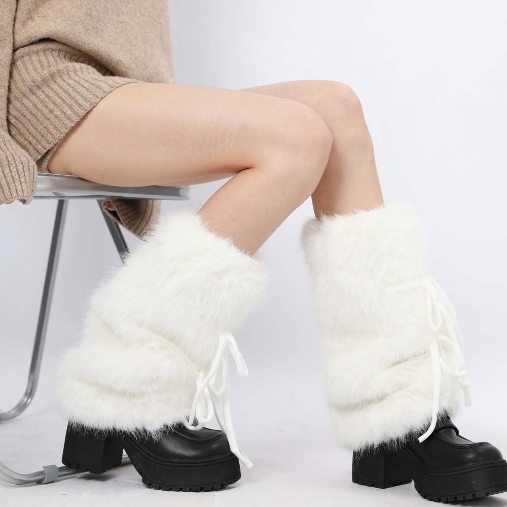 Harajuku Style Faux Fur Furry Leg Warmers Japanese Style 25/40/50cm Lolita Boots Cover Sweet Soft Long Tube Sock Spicy Girls
