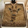 1PC Custom Name Giraffe Floral Name Art Patterned Flannel Blanket Suitable For All Seasons for Home Decor Warmth and Comfort Gifts Holiday Present_lx