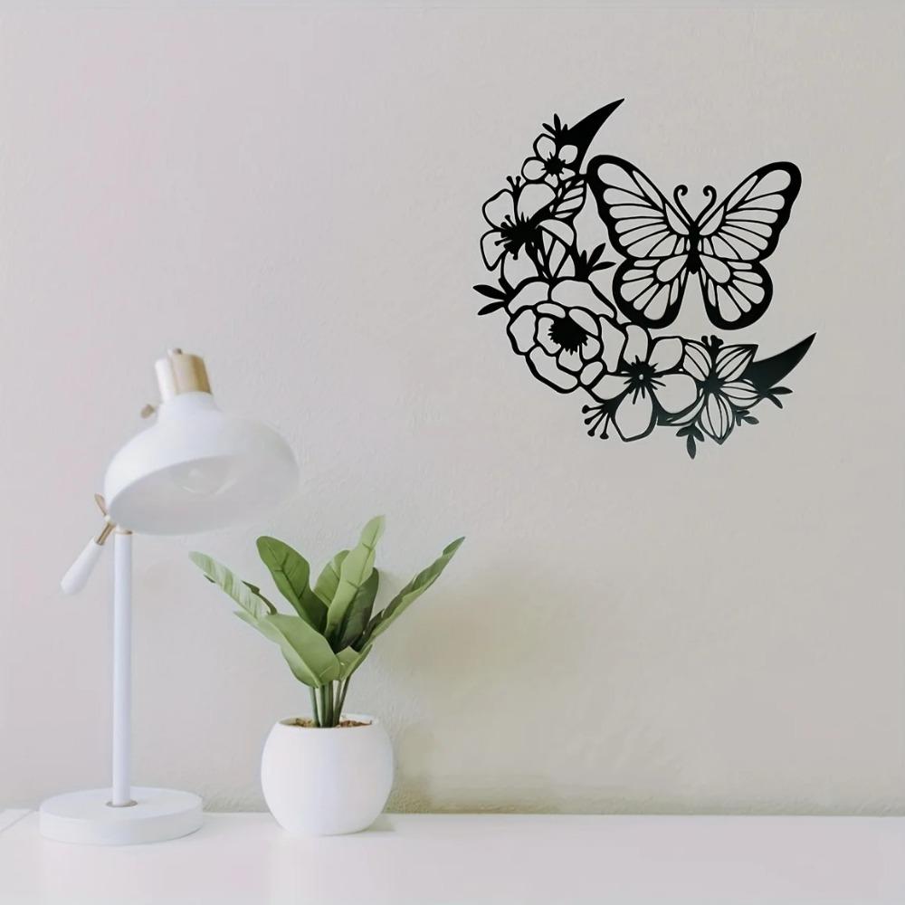 1 шт. Современная настенная картина из металла с бабочками и цветами - идеально подходит — фото 4