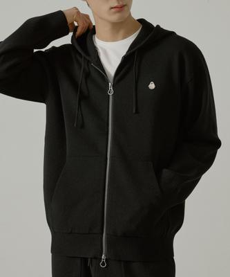 HYPERREET Unisex Ghost Club Knit Zip-Up Hoodie [Matte Black]_Hg1Sw900