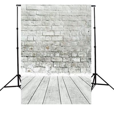5x7ft grauer Backsteinmauer-Holzboden-Fotografie-Hintergrund-Foto-Hintergrund-Studio