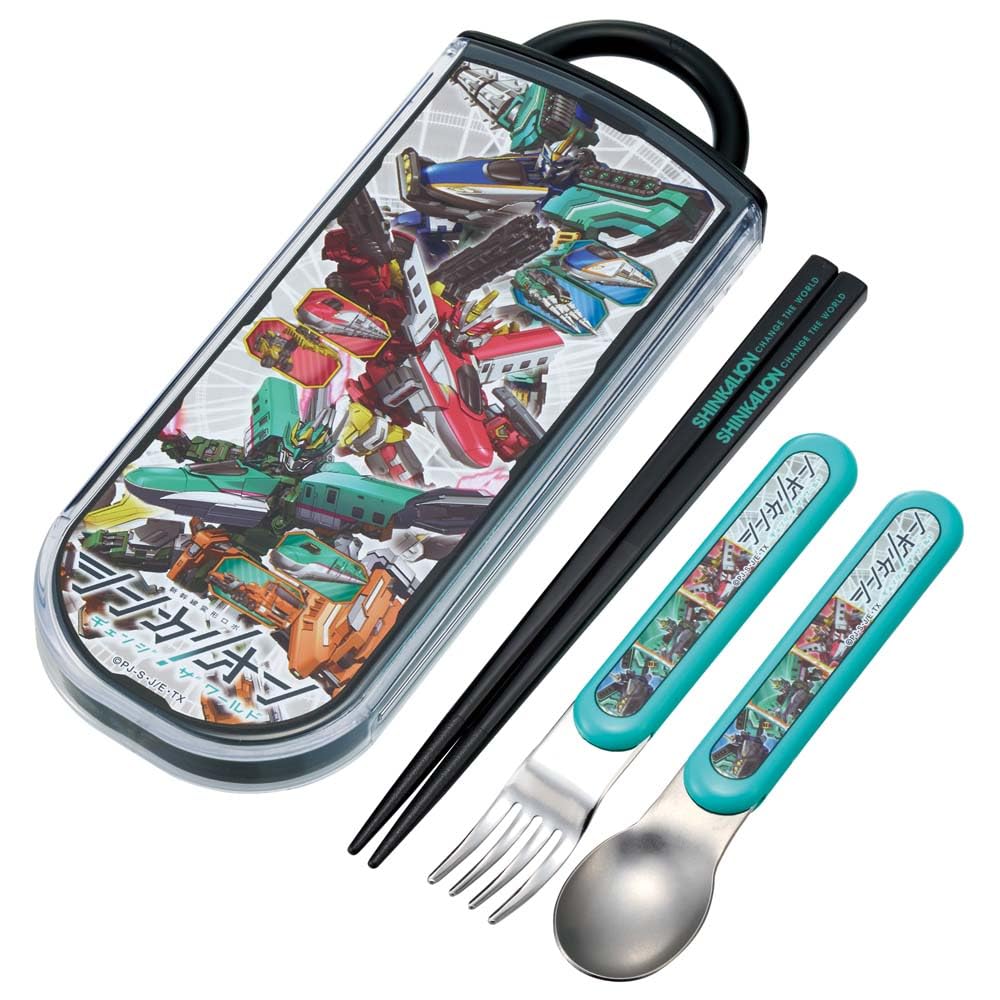 Skater Bento Trio and Made in Shinkalion TACC2AG Kids' Set, Chopsticks, Spoon, Fork, Kids' Cutlery, Antibacterial, Easy-Open Slide-Open, Japan, World,
