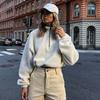 White Lamb Cashmere Short Pullover Woman Autumn New Plush Sweatshirts Ladies Streetwear Zipper Y2K Crop Tops