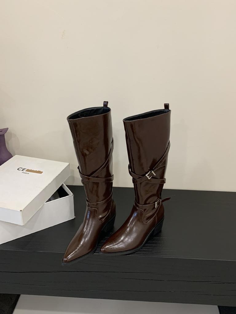 Khaki Tall Boots Autumn Button Boots Women's 2025 New Thin and Tall Small Spice Girls Short Boots