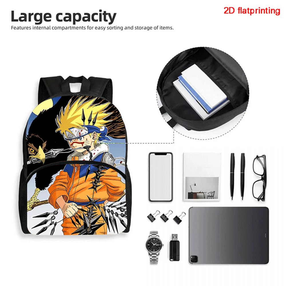 NARUTO Anime Kids Backpack Adjustable Shoulder Strap Front Pocket Lightweight Durable School Backpack For Boys Girls Age 6-10