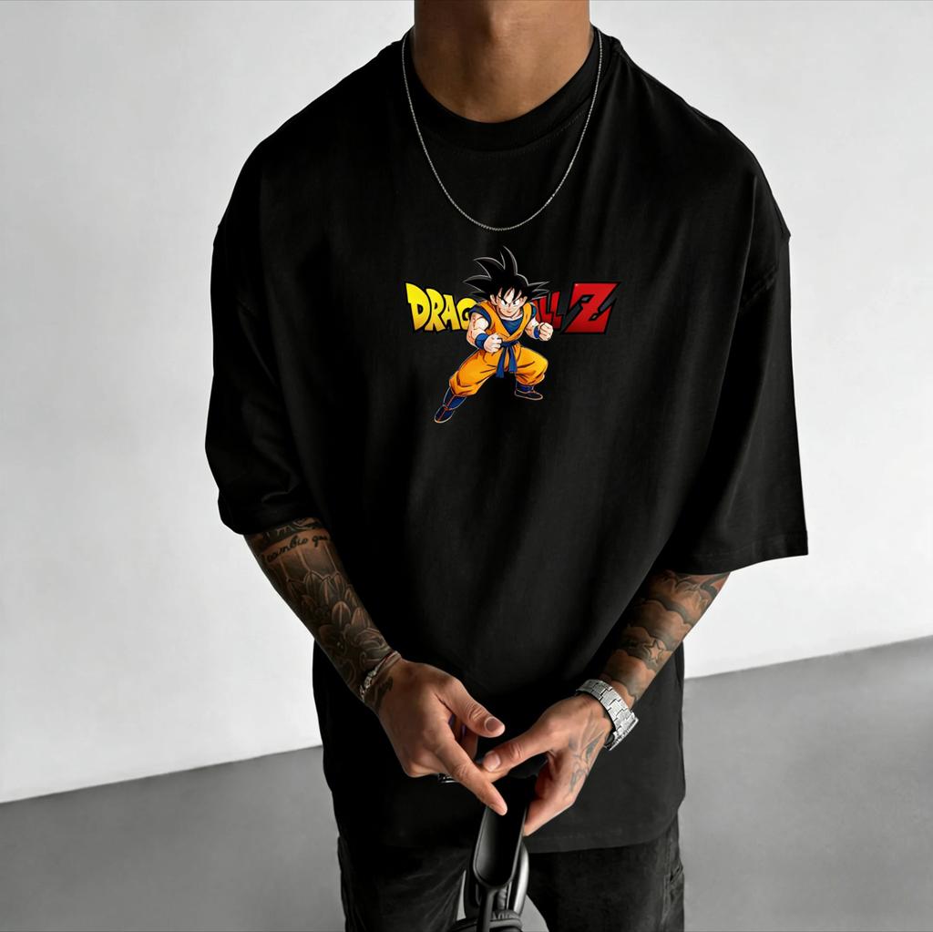 Nowe Anime Dragon Ball Goku Okrągły Dekolt Krótki Rękaw 2026 Lato Amerykańska Męska Luźna i Oddychająca Bawełniana Koszulka Sportowa