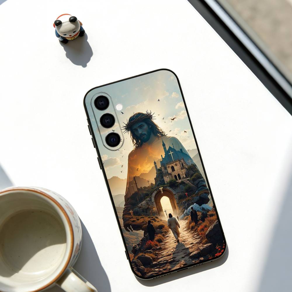 Jesus Christ Phone Case For Samsung Galaxy A73,A72,A71,A70,A53,A52,A51,Soft Silicone Black Cover