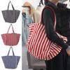 Shopping Bag Stripe Underarm Bag Canvas Felt Handbag Casual Cloth Shoulder Bag Women