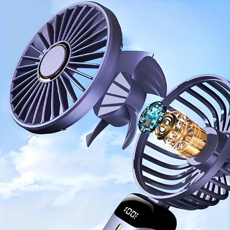 Mini-USB-aufladbarer Ventilator mit mehreren Geschwindigkeitsoptionen, tragbarer Ventilator mit LED-Anzeige, Handkühlgerät, ideal für den Einsatz zu Hause und auf Reisen