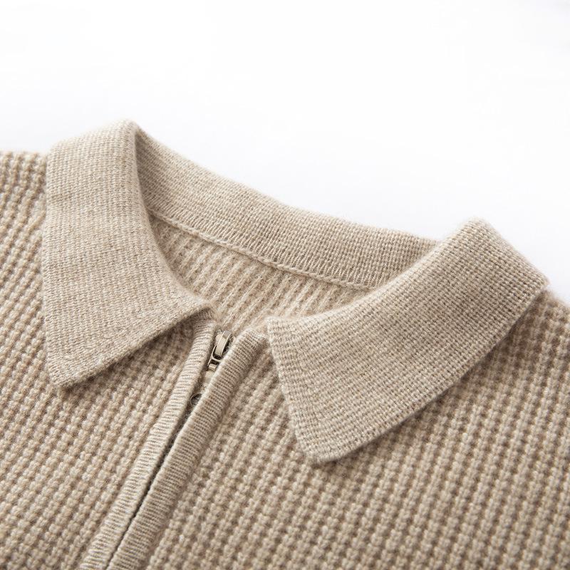 Men s Half-Zip Cashmere Sweater, Thick Knit Base Layer, Autumn/Winter Warm Wool Jumper XL