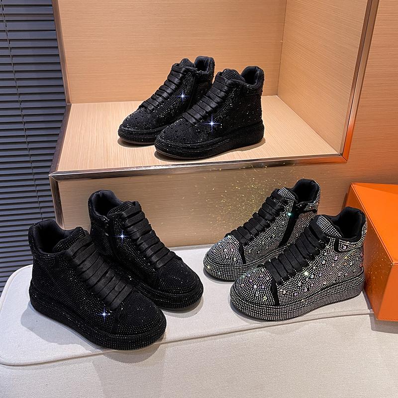 Fashion Sneakers Women Trend New Spring Autumn Platform Lace Up Rhinestone Women Casual Shoes Fashion Shiny Ladies Shoes