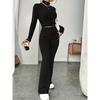 Autumn New Long Sleeve Knitted Pants Set Women Casual Solid Stand Loose Two Piece Pants Suits Women Knitwear Elegant Fashion 2 Piece Woman Sets 24706