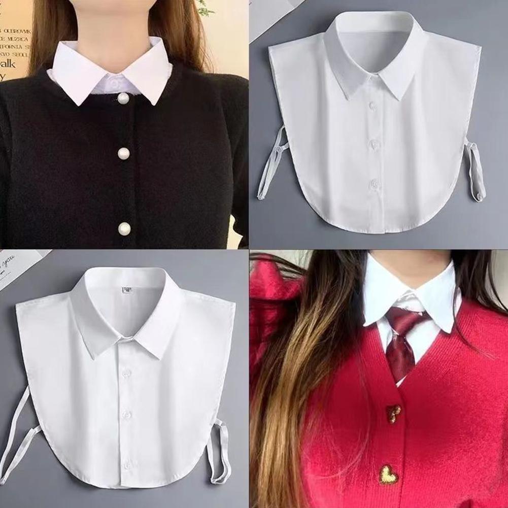 Fake Collar Detachable Collar for Women Girls Shirts Dickey Half False Blouse Dickey Tops Solid Color False Collar White/Black