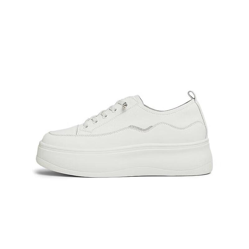 TEENMIX Women s White Platform Casual Sneakers 39