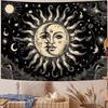 2D Sun and Moon Tapestry Black and White Celestial Wall Hanging Decor