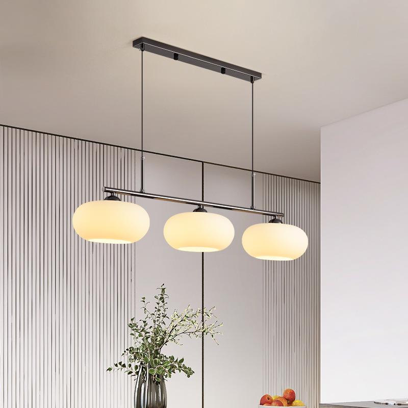 Three-Head Bauhaus Persimmon Pendant Light - Retro Designer Dining Table Light Wabi-Sabi Glass Style