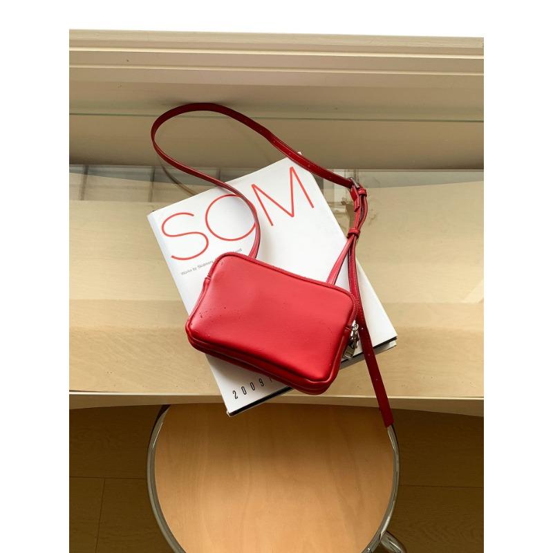 

Mobile phone bag crossbody women solid color fashion double-layer zipper summer new shoulder bag casual versatile small square bag women червоний