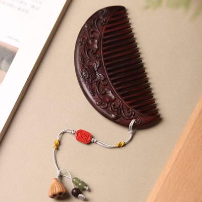 Red Sandalwood Lotus Plum Blossom Comb - Ancient Style