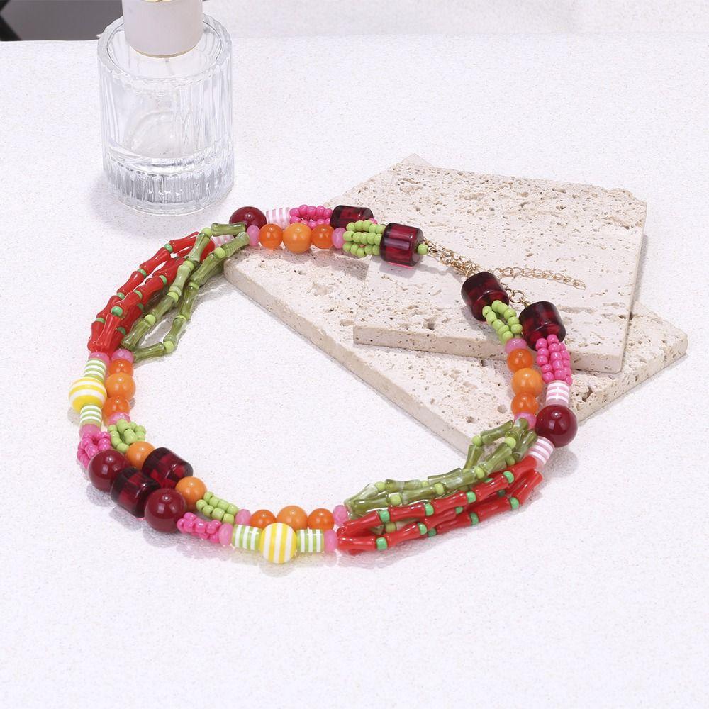 Ethnic Style Multilayer Bead Necklace Marine Organism Charms Dopamine Necklace  Gift