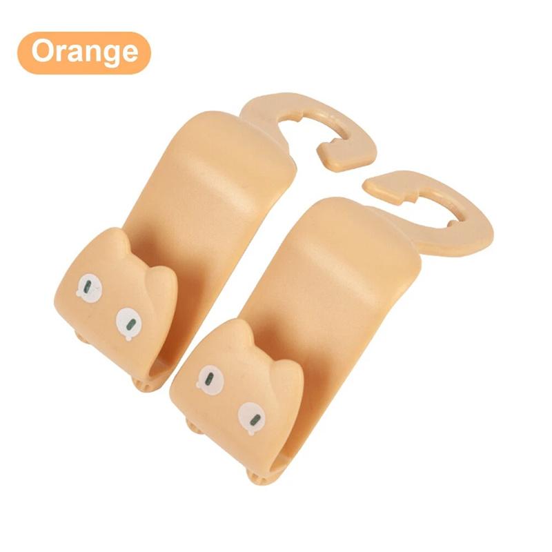 

2Pcs Creative Car Hook Cute Cat Car Seat Hanger Hooks Behind-Seat Accessories Organizer Hook Bags Clothes Sundries Hanger Clip помаранчевий