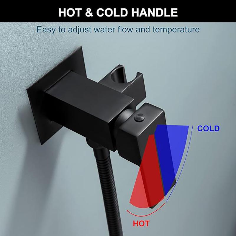 ALENARTWATER Badezimmer Schwarzer Bidethahn Duschhahn Kalt Warmwasser Mischbatterie Wasserhahn Duschkopfhahn Toilettenarmaturen