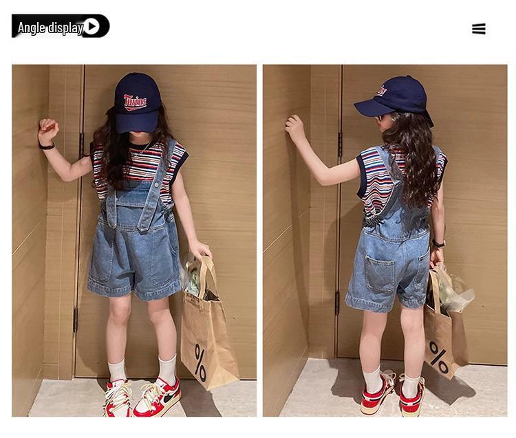 Girls' Trendy Summer Denim Overalls - Korean Style Thin Casual Shorts