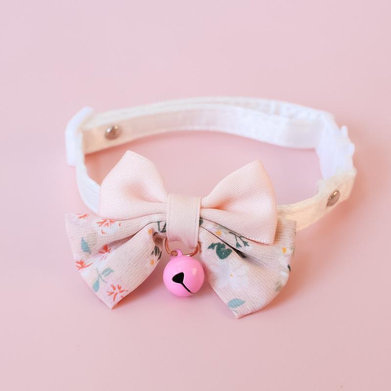 Classic Bow Pet Collar, Cat Dog Collar Macaron Bell Safety Buckle Gradient Floral Bow Adjustable Knot Cat Collars for Kitten and Puppies