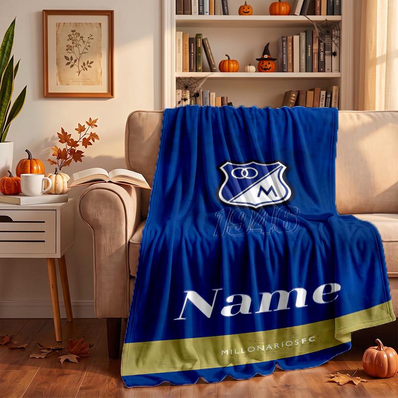 Millonarios FC Custom Flannel Blankets Soft Warm Cozy Throws for Home Decor Holiday Gifts