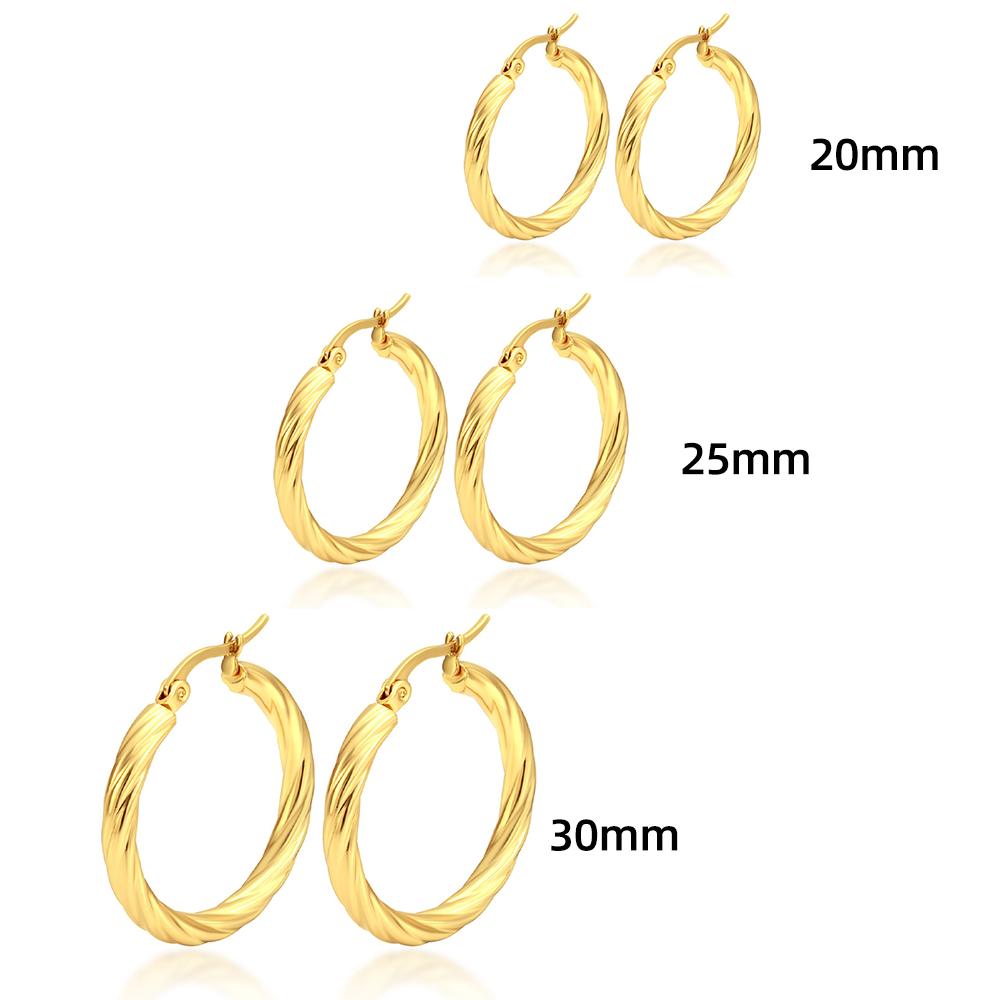 

3pair Vintage Twisted Hoop Earrings for Women Gold Plated Stainless Steel Twist Ear Buckle Stackable Circle Hoops Party Zircon