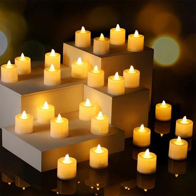 24 ks/sada Bezplamenná LED svíčka Kreativní přání LED čajová svíčka Teplá bílá Bezplamenná svíčka Halloweenská Vánoční dekorace Světlo svíčky