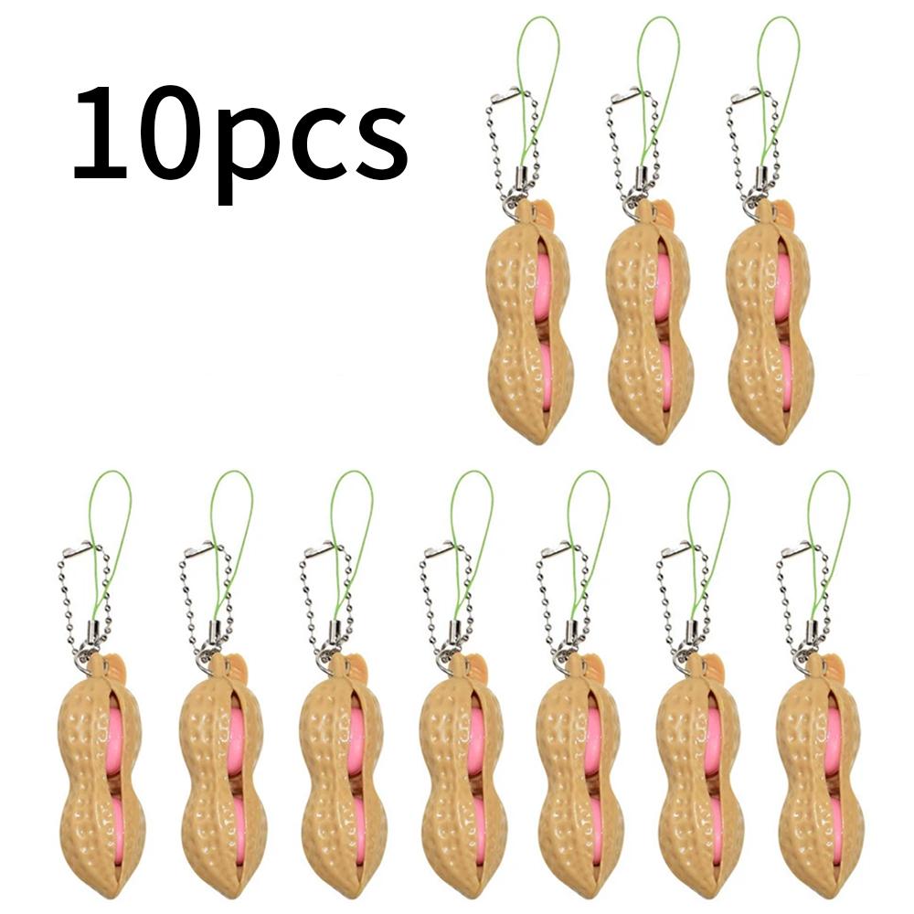 Peanut Fidget Squishy Squeeze Toy for Kids Adults Creative Fun Keychain Gift Portable Decompression Peanuts Stress Relief Toys