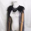 2026 New Fashion Halloween Soft Feather Cloak Black Fur Collar Hollow Lace Mesh Cape Festival Role Costume Cosplay Costumes