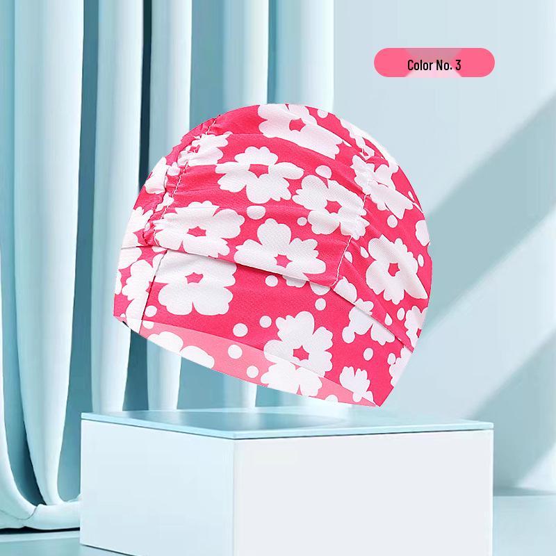 Dámská květinová plisovaná plavecká čepice nadměrné velikosti - Nepřiléhavý střih, Jednobarevná, Módní látkový design