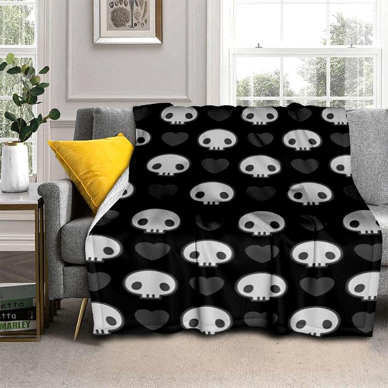 Purple Kuromi Skull Tapestry Blanket Suitable For All Seasons Home Decor Sheet Machine Washable Digital Printing