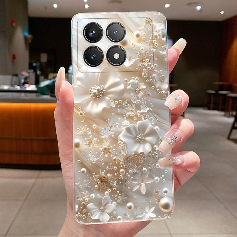 Phone Case For Poco F6 Pro Redmi K70 Pro K70E Case Aesthetic Shell Luxury Fashion Butterfly Flowers Soft TPU Back Clear Cover