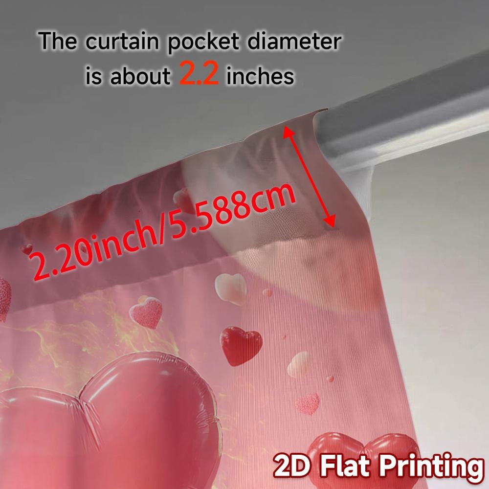 2D Flat Printing,JIT 2pcs, Curta (Without Rod) Heart Balloons Popular Curtain Fabric Semi-Sheer Curta All Seasons