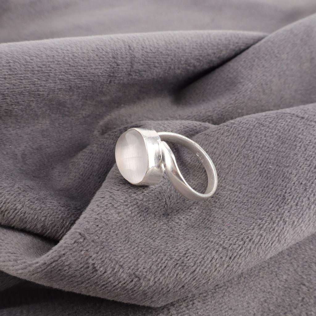 White Selenite Gemstone 925 Sterling Silver Handmade Ring Jewelry Designer Ring RR-53-37