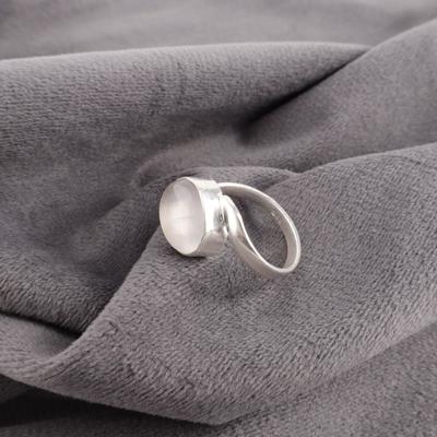 Weißer Selenit Edelstein 925 Sterling Silber Handgefertigter Ring Schmuck Designerring RR-53-37