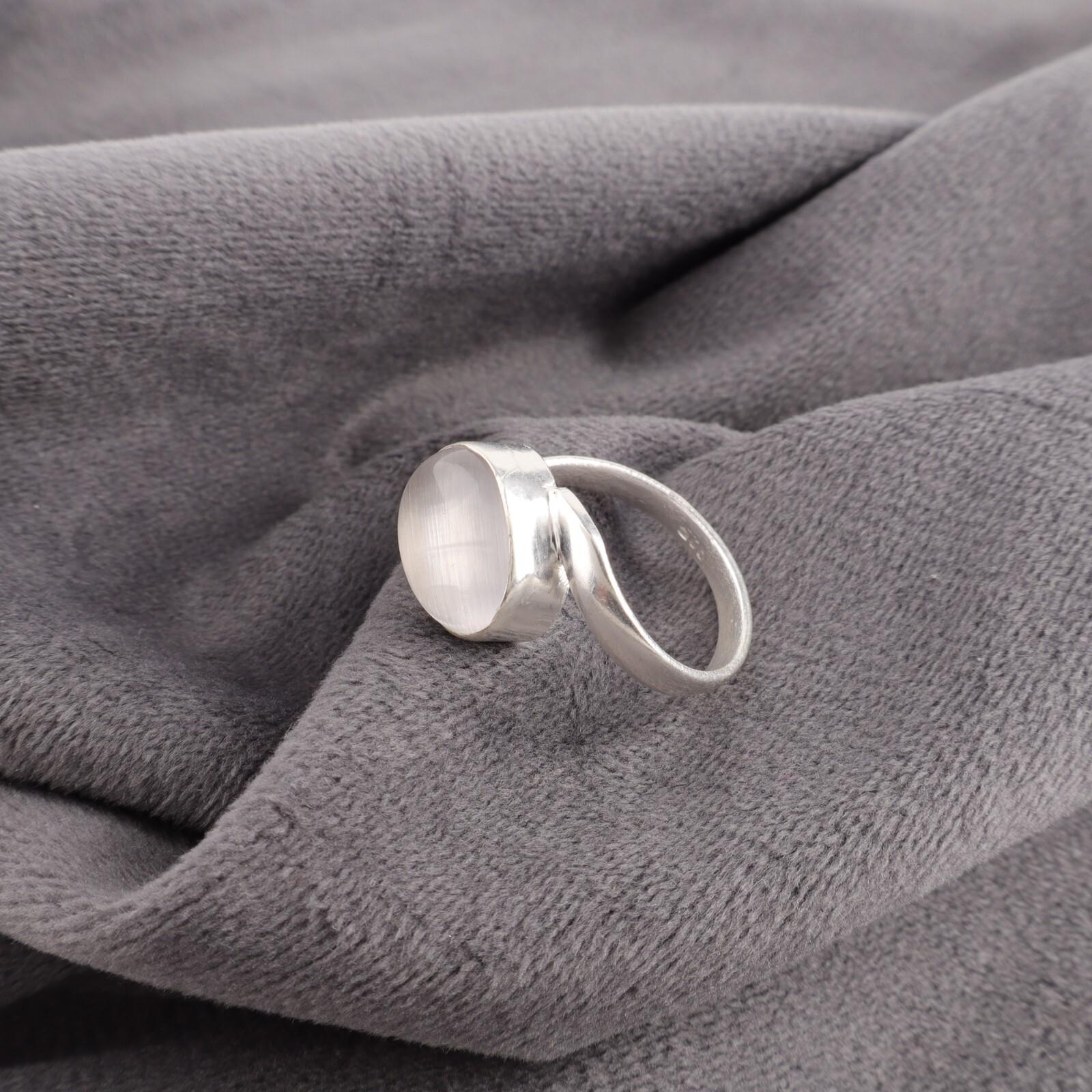 

Белый селенит драгоценный камень серебро 925 пробы ручной работы кольцо дизайнерское ювелирное изделие RR-53-37 13