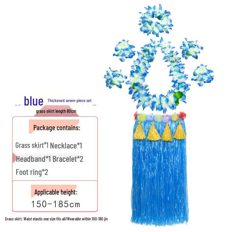 Colorful Hawaiian Hula Dance Costume Skirt Set for Role-Playing Activities