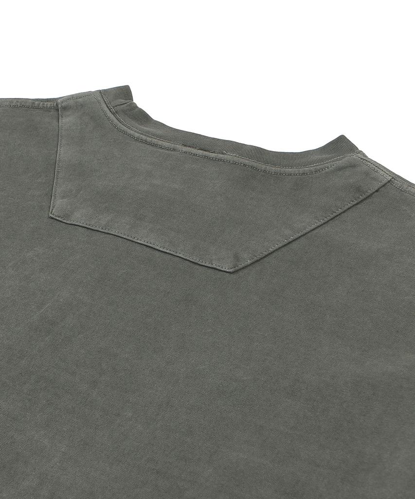 ADERNM Back Cut-Line Oversized Pigment T-Shirts (Khaki)