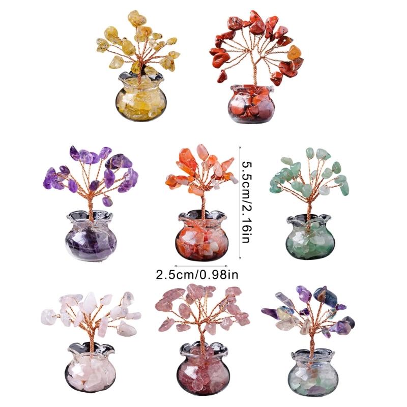 Natural Crystal Money Tree Ornament for Home Office Decoration Enhancing Energy and Fortune with Color Crystal Stone