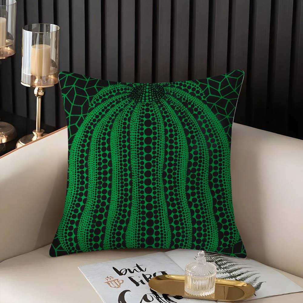 Yayoi Kusama Abstract Art Pumpkin Pillow Case Home Dorm Chair Back Short Plush Double-sided Printing Nap Time Cushion Cover