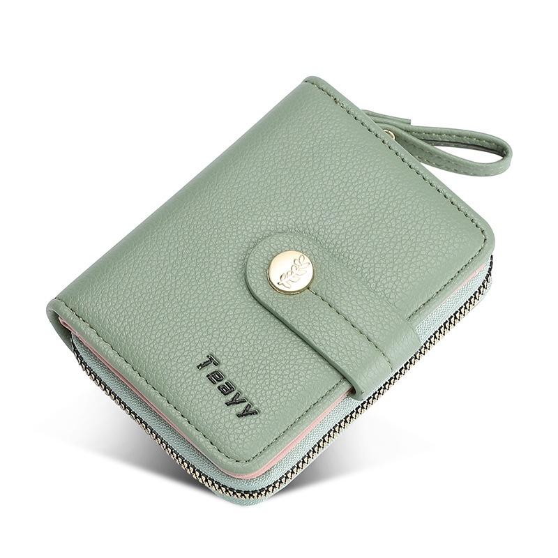 IELGY Women's Short Wallet with High-end Buckle and Multiple Card Slots Zipper