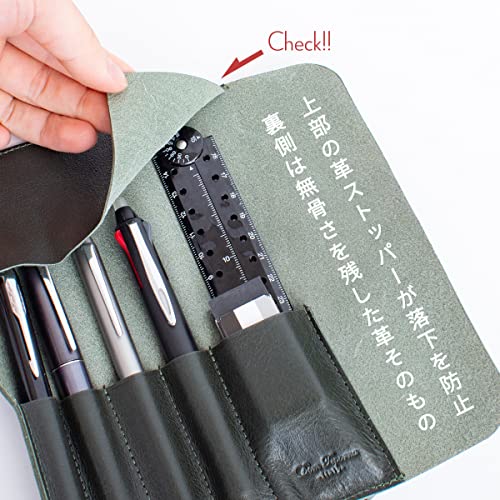 Dom Teporna Genuine Leather Roll Pen Case, Italian Leather, for Men and Women, Stylish Pencil Case, Roll, Leather, Stationery, for Working Adults and