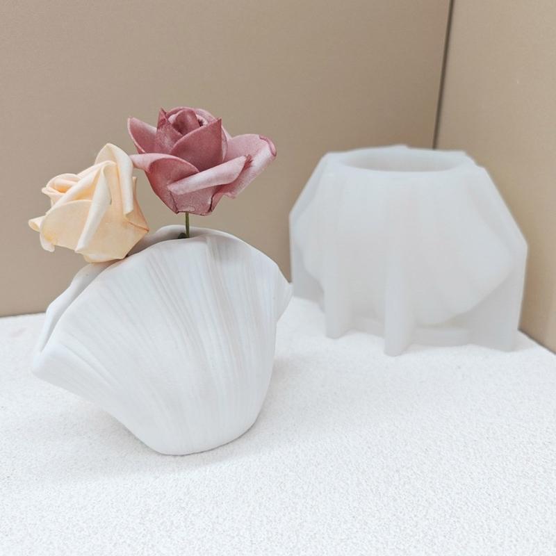 Silicone Flower Vase Molds Shell Shape Flowerpot Moulds Silicone Planter Molds Silicone Texture for Hand-Making Planter