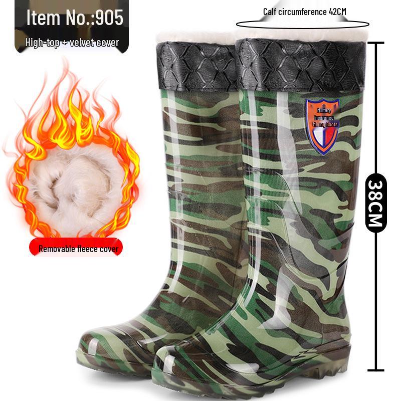 Men's Military Protection Non-Slip High-Top Water & Rain Rubber Shoes